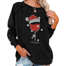 Laden Sie das Bild in den Galerie-Viewer, Weihnachts-Sweatshirt mit Weinglas-Print