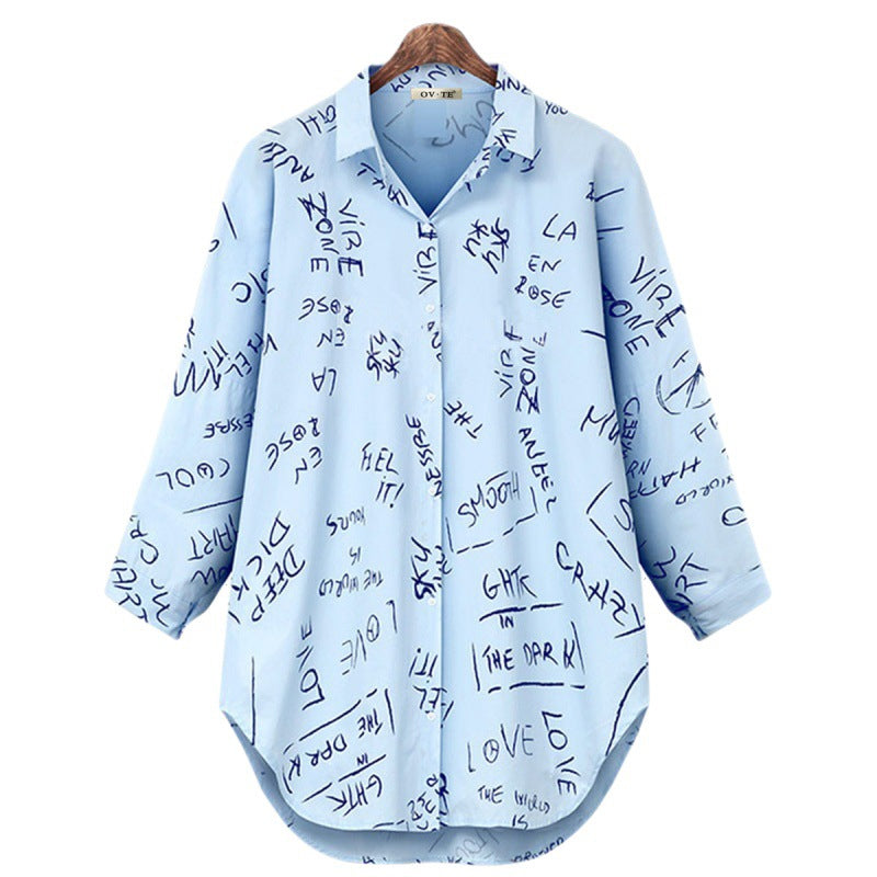 Langarm-Bluse mit Buchstabendruck