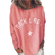 Laden Sie das Bild in den Galerie-Viewer, Damen-Sweatshirt mit Sterndruck und Rundhalsausschnitt