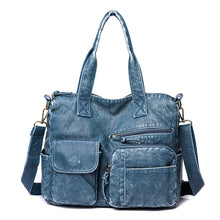 Laden Sie das Bild in den Galerie-Viewer, Denim Farbe Tote Handtasche