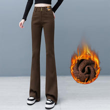 Laden Sie das Bild in den Galerie-Viewer, Dicke Flared-Jeans aus Fleece für Damen
