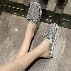 Vorverkauf >>> Lässige Plateauschuhe mit Strass