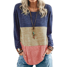 Laden Sie das Bild in den Galerie-Viewer, Kontrastierendes Langärmliges T-Shirt mit Rundhalsausschnitt