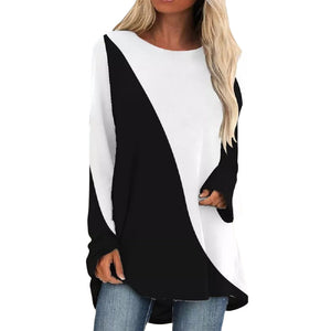 Langärmeliges Buntes T-Shirt mit Rundhalsausschnitt