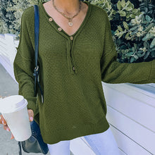 Laden Sie das Bild in den Galerie-Viewer, Lockerer Langarm-Pullover mit V-Ausschnitt
