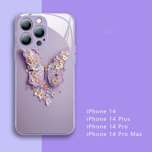 Laden Sie das Bild in den Galerie-Viewer, 3D-Schmetterlingsmuster Glas Handyhülle für iPhone