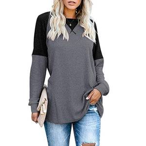 Langarm-T-Shirt mit Rundhalsausschnitt und Farbblock