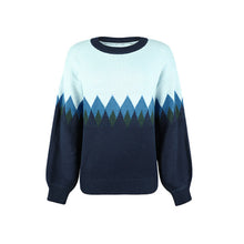 Laden Sie das Bild in den Galerie-Viewer, Kontraststrickpullover mit Karomuster