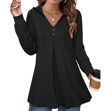 Laden Sie das Bild in den Galerie-Viewer, Damen-Sweatshirt mit Knopfleiste