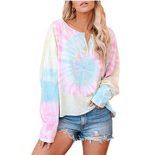 Laden Sie das Bild in den Galerie-Viewer, Langärmliges Bedrucktes T-Shirt mit Knöpfen