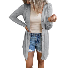 Laden Sie das Bild in den Galerie-Viewer, Einfarbige Strickjacke mit langen Ärmeln
