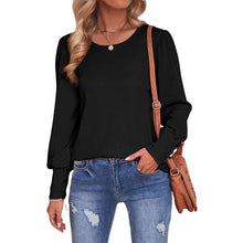 Laden Sie das Bild in den Galerie-Viewer, Lockeres Lässiges T-Shirt mit Puffärmeln und Rundhalsausschnitt