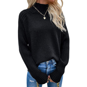 Lockerer einfarbiger Rollkragenpullover