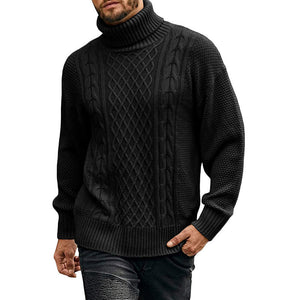 Einfarbiger Langärmliger Gestrickter Rollkragenpullover für Herren