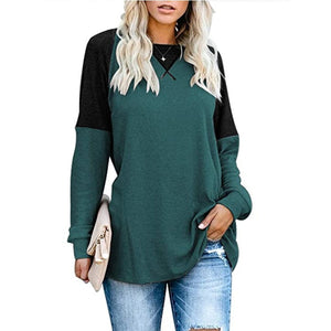 Langarm-T-Shirt mit Rundhalsausschnitt und Farbblock