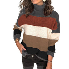Laden Sie das Bild in den Galerie-Viewer, Gestreifter Strickpullover mit Stehkragen