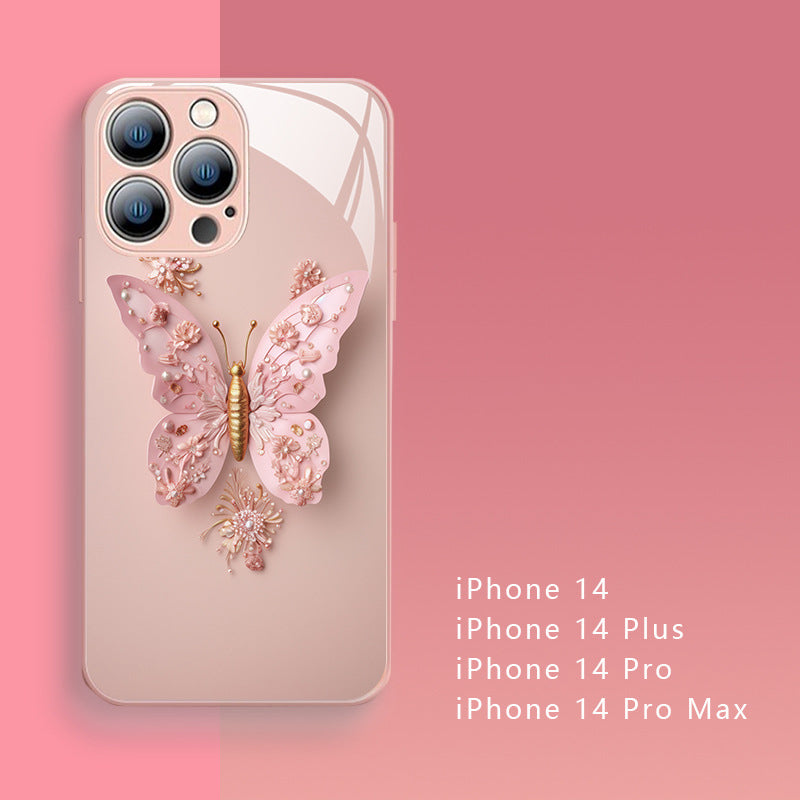 3D-Schmetterlingsmuster Glas Handyhülle für iPhone