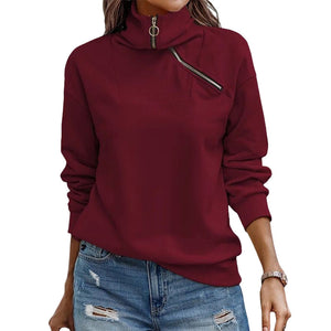 Lässiges Langarm-Sweatshirt mit 1/4-Reißverschluss für Damen