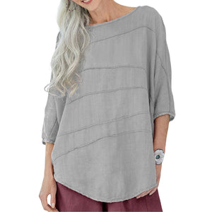 Gestreiftes lässiges T-Shirt mit Dolmanärmeln