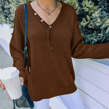 Laden Sie das Bild in den Galerie-Viewer, Lockerer Langarm-Pullover mit V-Ausschnitt