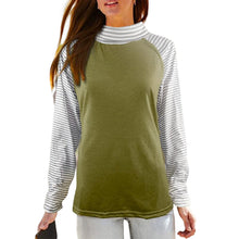 Laden Sie das Bild in den Galerie-Viewer, Gestreiftes Sweatshirt mit langen Ärmeln und Stehkragen