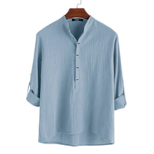 Laden Sie das Bild in den Galerie-Viewer, Langarmhemd aus Baumwolle und Leinen für Herren
