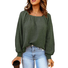 Laden Sie das Bild in den Galerie-Viewer, Einfarbiger Langärmeliger Strickpullover mit Puffärmeln