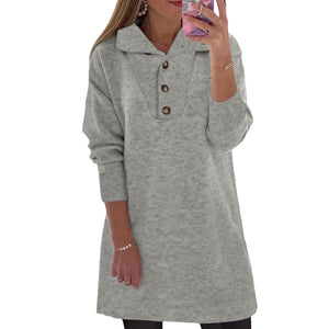 Einfarbiges Langärmliges Freizeitkleid mit Revers