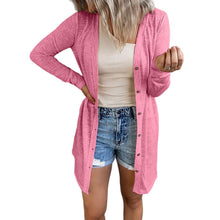 Laden Sie das Bild in den Galerie-Viewer, Einfarbige Strickjacke mit langen Ärmeln