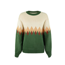 Laden Sie das Bild in den Galerie-Viewer, Kontraststrickpullover mit Karomuster