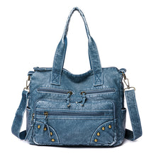 Laden Sie das Bild in den Galerie-Viewer, Denim Farbe Tote Handtasche