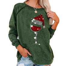 Laden Sie das Bild in den Galerie-Viewer, Weihnachts-Sweatshirt mit Weinglas-Print