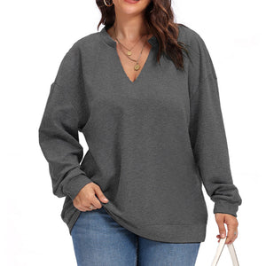 Damen Übergroßer Pullover mit V-Ausschnitt