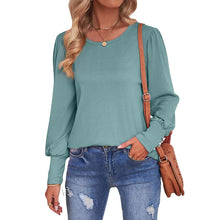 Laden Sie das Bild in den Galerie-Viewer, Lockeres Lässiges T-Shirt mit Puffärmeln und Rundhalsausschnitt