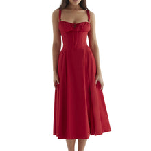 Laden Sie das Bild in den Galerie-Viewer, Bedrucktes Kleid mit Röhrenoberteil reine Farbe modisches Slingkleid