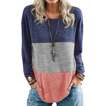 Laden Sie das Bild in den Galerie-Viewer, Kontrastierendes Langärmliges T-Shirt mit Rundhalsausschnitt