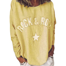 Laden Sie das Bild in den Galerie-Viewer, Damen-Sweatshirt mit Sterndruck und Rundhalsausschnitt