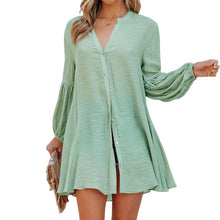 Laden Sie das Bild in den Galerie-Viewer, Einfarbige Geknöpfte Damenbluse
