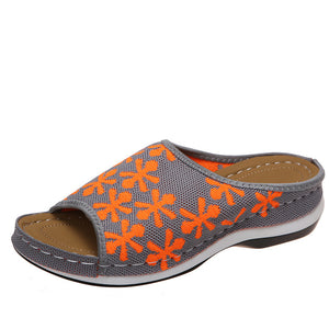 Retro Hohlblumensandalen mit rundem Kopf für Damen