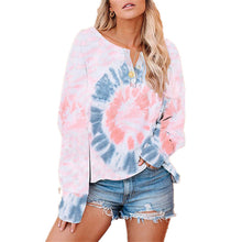 Laden Sie das Bild in den Galerie-Viewer, Langärmliges Bedrucktes T-Shirt mit Knöpfen