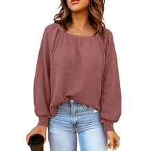 Laden Sie das Bild in den Galerie-Viewer, Einfarbiger Langärmeliger Strickpullover mit Puffärmeln