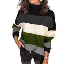 Laden Sie das Bild in den Galerie-Viewer, Gestreifter Strickpullover mit Stehkragen