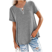 Laden Sie das Bild in den Galerie-Viewer, Modisches einfarbiges kurzärmeliges T-shirt mit Tasche