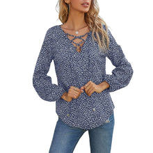 Laden Sie das Bild in den Galerie-Viewer, Lockere Bluse mit Leopardenmuster und V-Ausschnitt