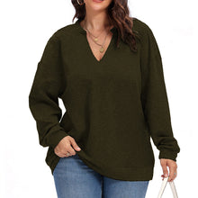 Laden Sie das Bild in den Galerie-Viewer, Damen Übergroßer Pullover mit V-Ausschnitt