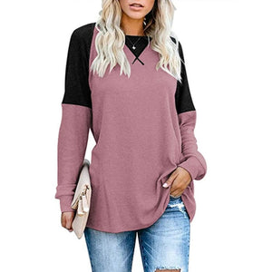 Langarm-T-Shirt mit Rundhalsausschnitt und Farbblock