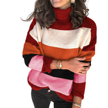 Laden Sie das Bild in den Galerie-Viewer, Gestreifter Strickpullover mit Stehkragen