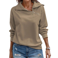 Laden Sie das Bild in den Galerie-Viewer, Lässiges Langarm-Sweatshirt mit 1/4-Reißverschluss für Damen