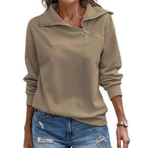 Lässiges Langarm-Sweatshirt mit 1/4-Reißverschluss für Damen