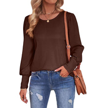 Laden Sie das Bild in den Galerie-Viewer, Lockeres Lässiges T-Shirt mit Puffärmeln und Rundhalsausschnitt